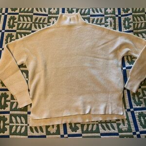 M Everlane waffle cashmere mock neck sweater ivory